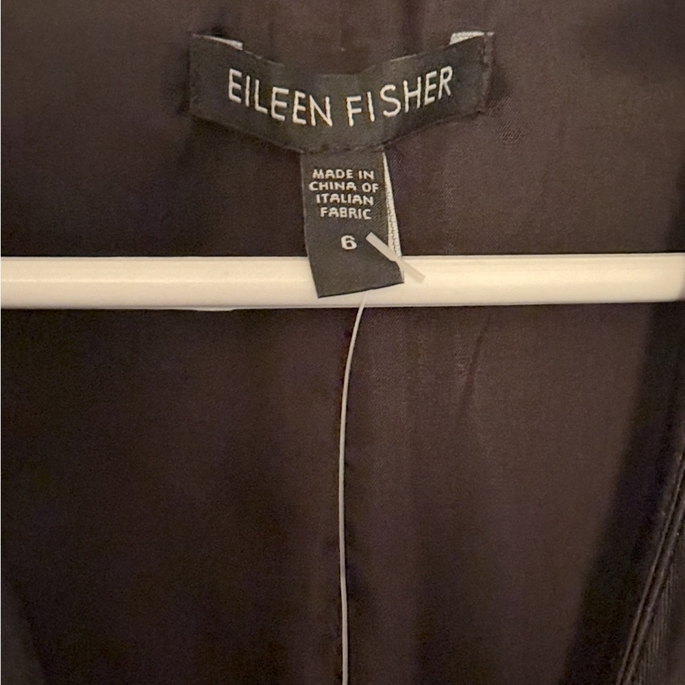 NWT Eileen Fisher Black Steel Satin V-Neck Sleeveless Front Tie Dress Size 6 - Picture 6 of 8